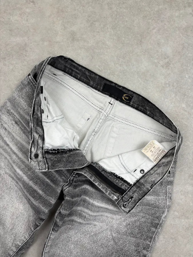 2000s Cavalli Grey Denim Washed Flared pants yYfsBas 8