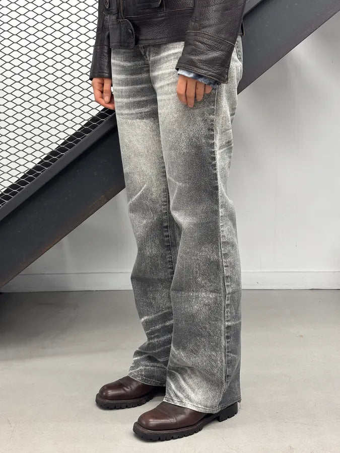 2000s Cavalli Grey Denim Washed Flared pants yYfsBas 2