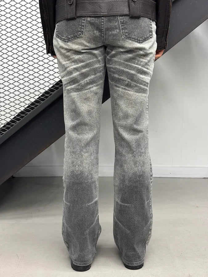 2000s Cavalli Grey Denim Washed Flared pants yYfsBas 3