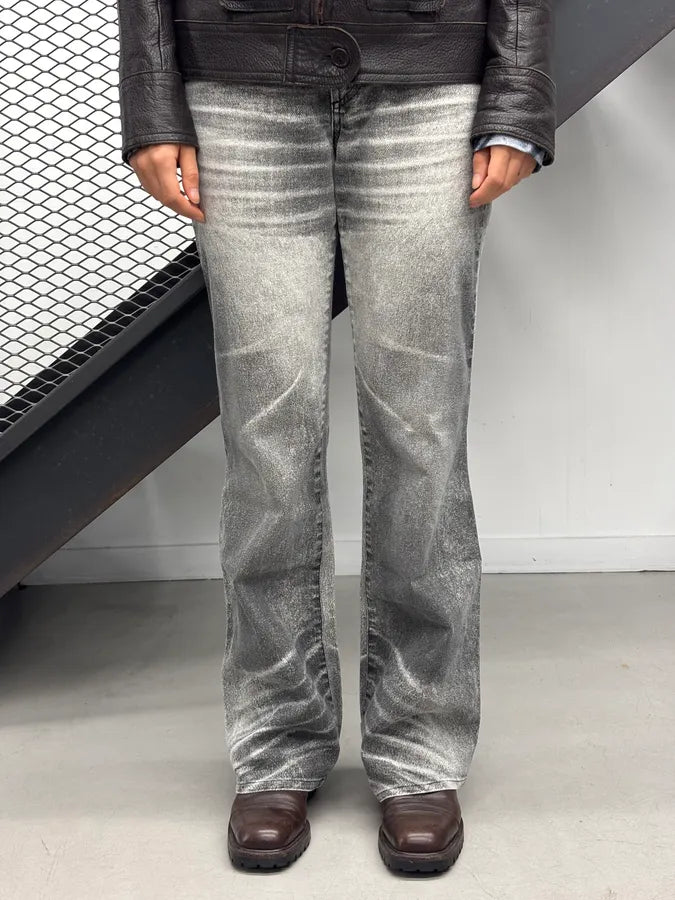 2000s Cavalli Grey Denim Washed Flared pants yYfsBas 1
