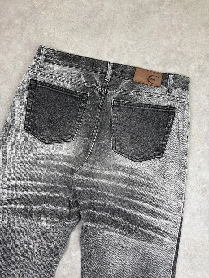 2000s Cavalli Grey Denim Washed Flared pants yYfsBas 6