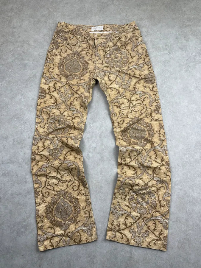 2000s Roberto Cavalli Beige Print Jeans EPknHpy 0