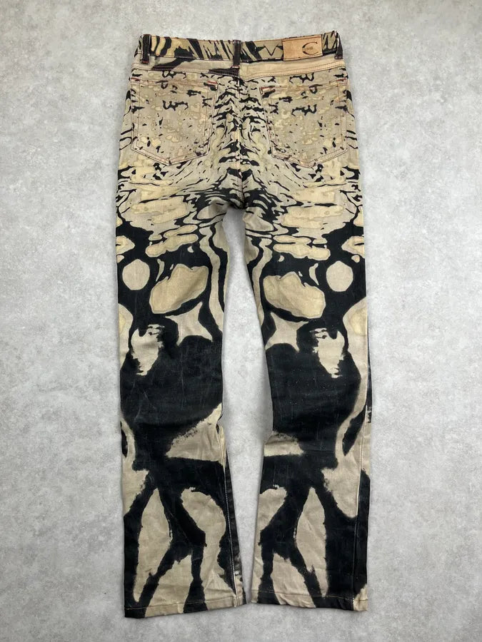 2000s Cavalli Black Cream Hallucination Psycho Abstract Pants ZMVwwrn 4