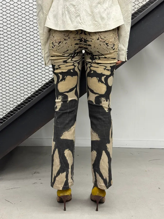 2000s Cavalli Black Cream Hallucination Psycho Abstract Pants ZMVwwrn 3
