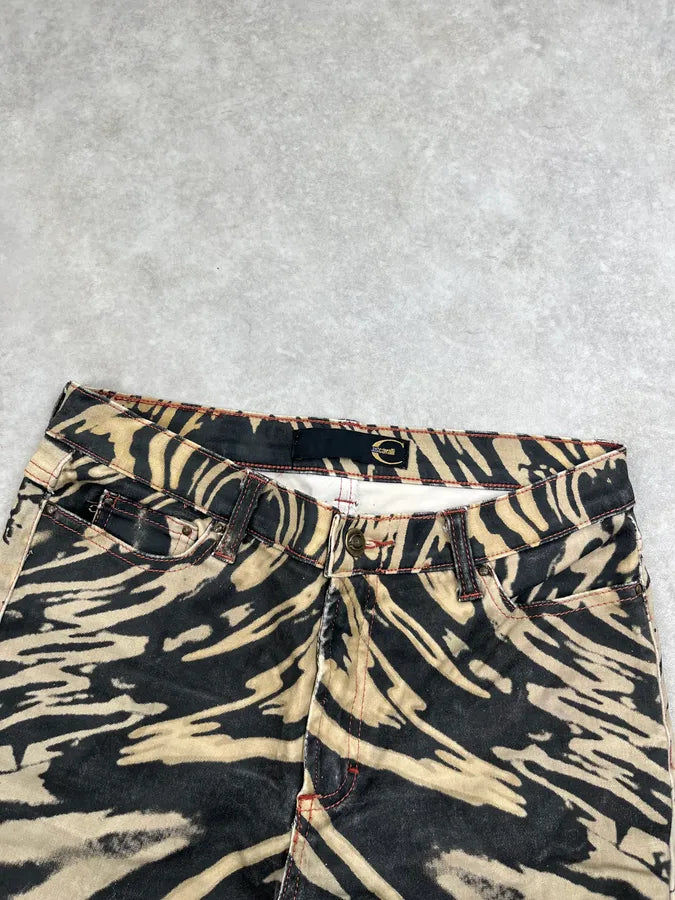 2000s Cavalli Black Cream Hallucination Psycho Abstract Pants ZMVwwrn 5