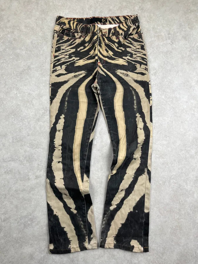 2000s Cavalli Black Cream Hallucination Psycho Abstract Pants ZMVwwrn 0