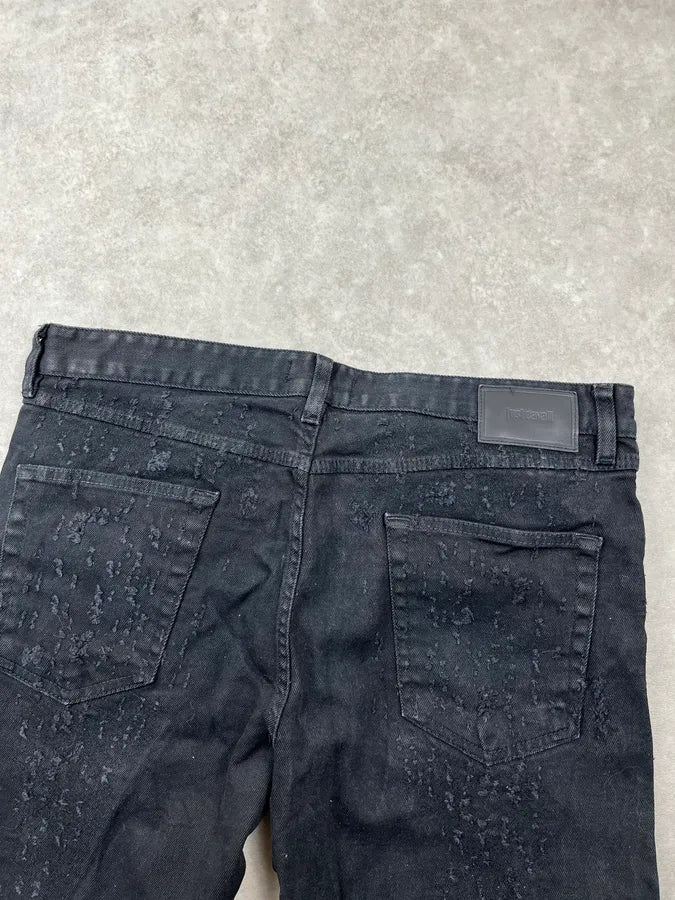 SS2017 Cavalli Black Denim Slim Distressed Jeans AxSdjCN 6