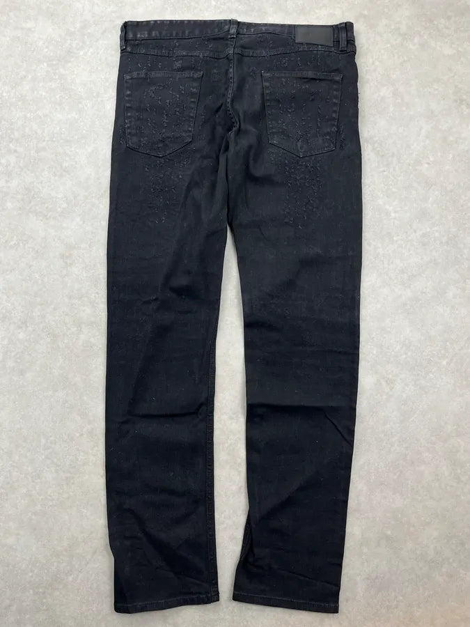 SS2017 Cavalli Black Denim Slim Distressed Jeans AxSdjCN 4