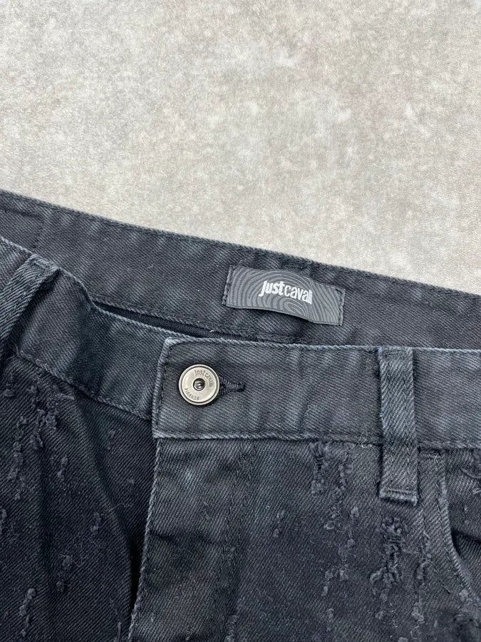 SS2017 Cavalli Black Denim Slim Distressed Jeans AxSdjCN 7