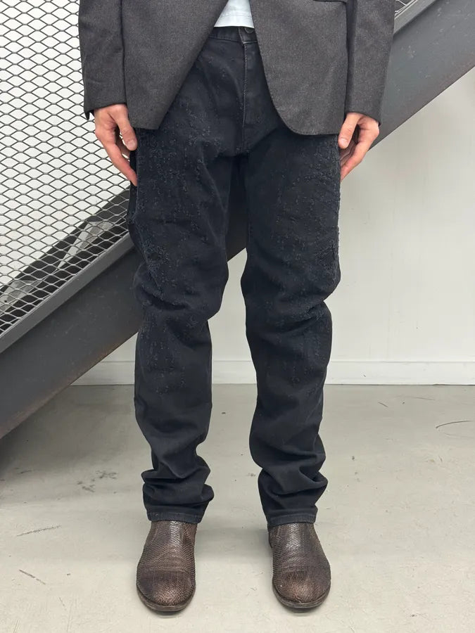 SS2017 Cavalli Black Denim Slim Distressed Jeans AxSdjCN 1