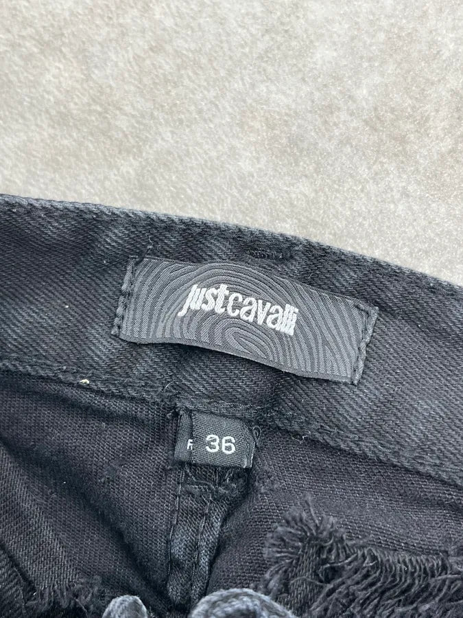SS2017 Cavalli Black Denim Slim Distressed Jeans AxSdjCN 11