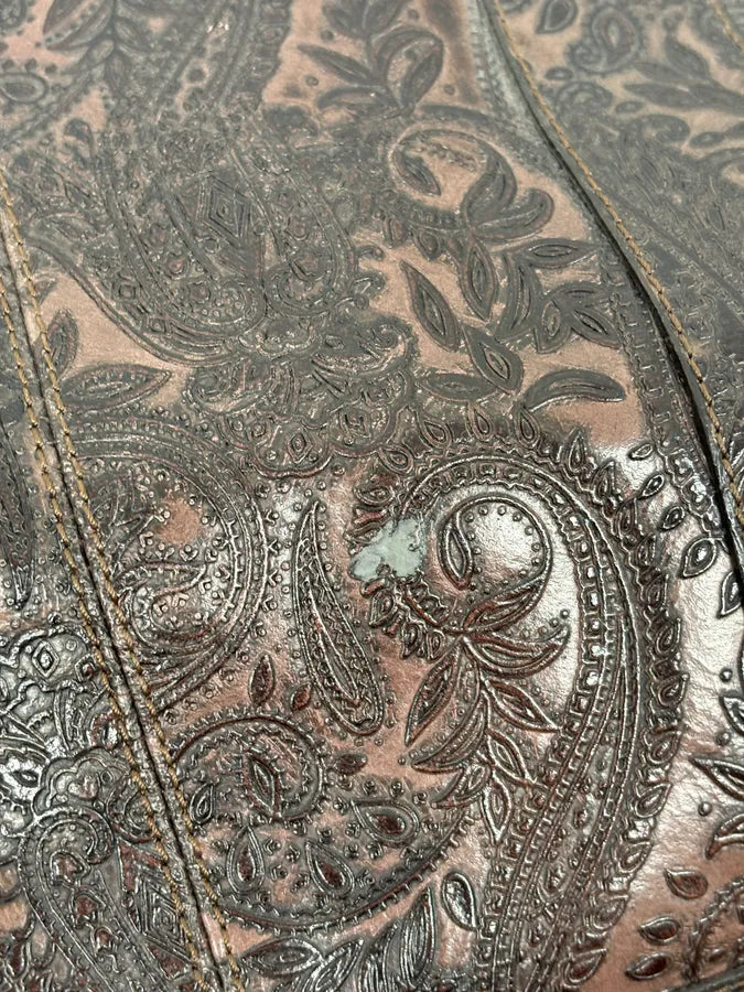 AW2007 Cavalli Paisley Embossed Brown Leather Handle Bag zUXncrw 11