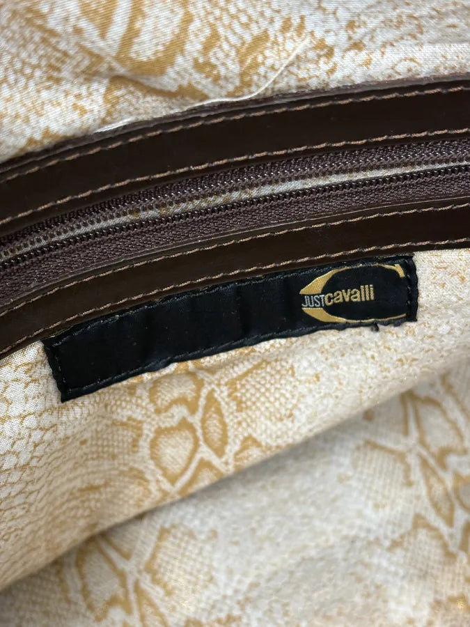 AW2007 Cavalli Paisley Embossed Brown Leather Handle Bag zUXncrw 15