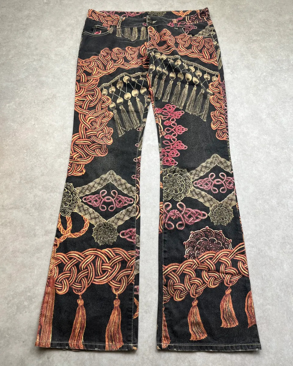 SS2005 Cavalli Black Medieval Ornamental Pants FICZVHL 4