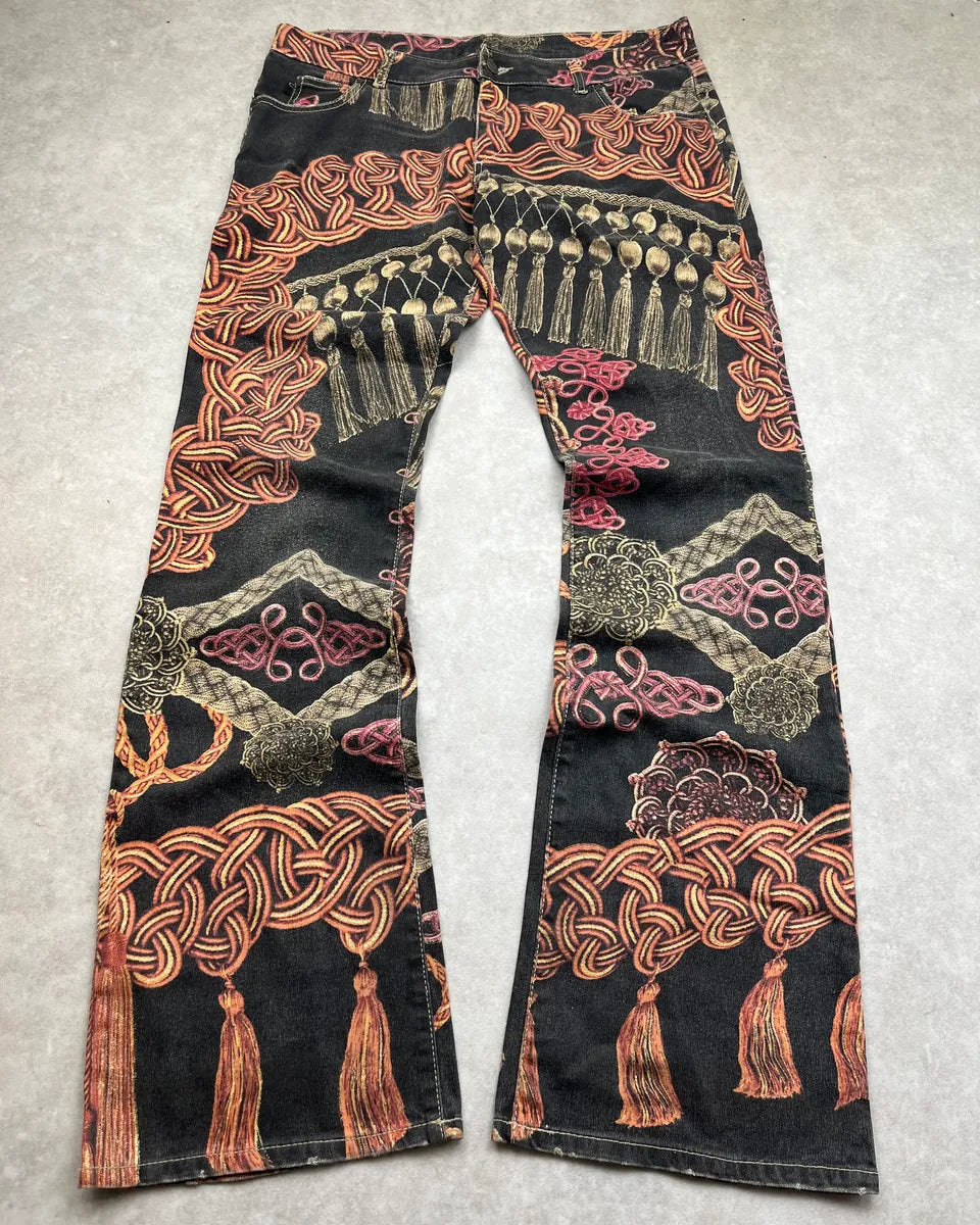 SS2005 Cavalli Black Medieval Ornamental Pants FICZVHL 0