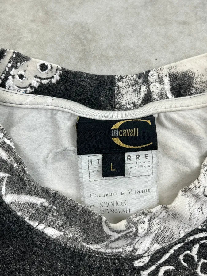 AW2003 Cavalli Black White Paisley Expansion T-Shirt udDXooy 9