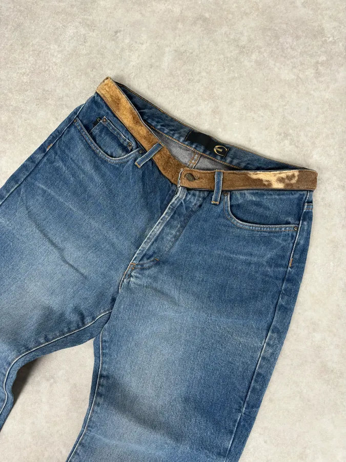 2000s Cavalli Blue Avant-Garde Gradient Denim Jeans  HzVazTr 4
