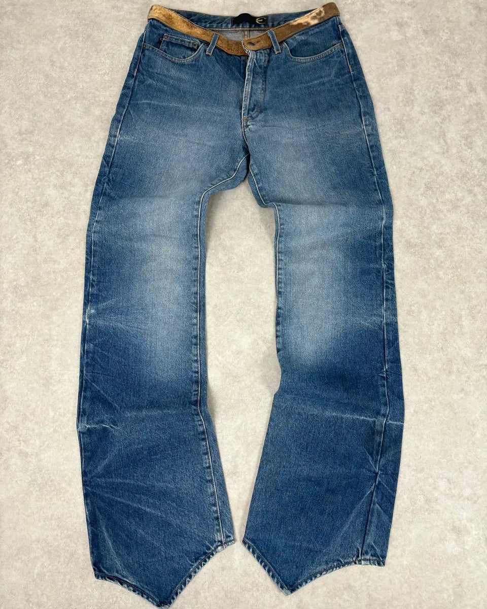 2000s Cavalli Blue Avant-Garde Gradient Denim Jeans  HzVazTr 0