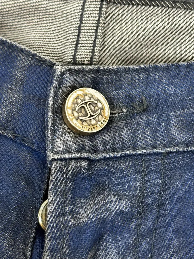 FW2014 Cavalli Blue Two Tone Slim Denim Jeans yhgWbTK 9