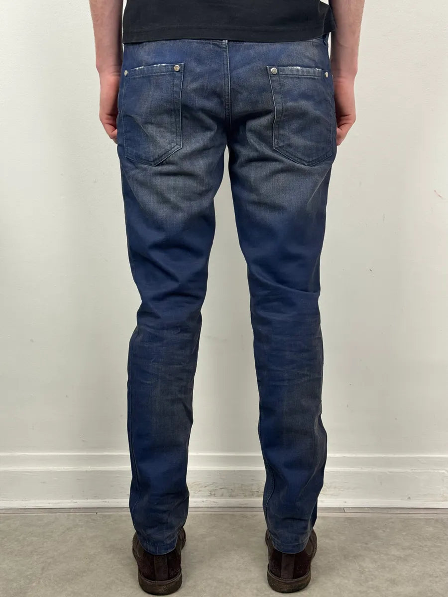 FW2014 Cavalli Blue Two Tone Slim Denim Jeans yhgWbTK 3