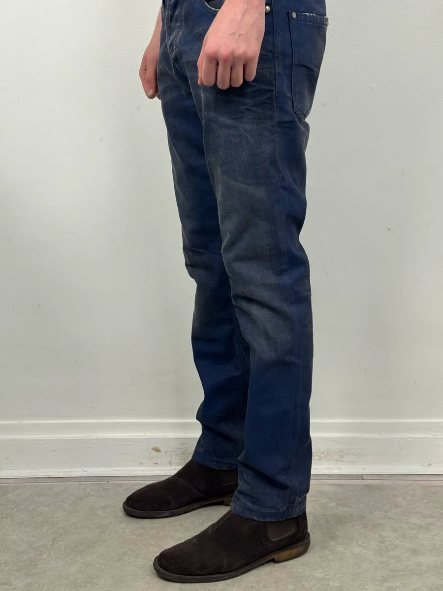 FW2014 Cavalli Blue Two Tone Slim Denim Jeans yhgWbTK 2