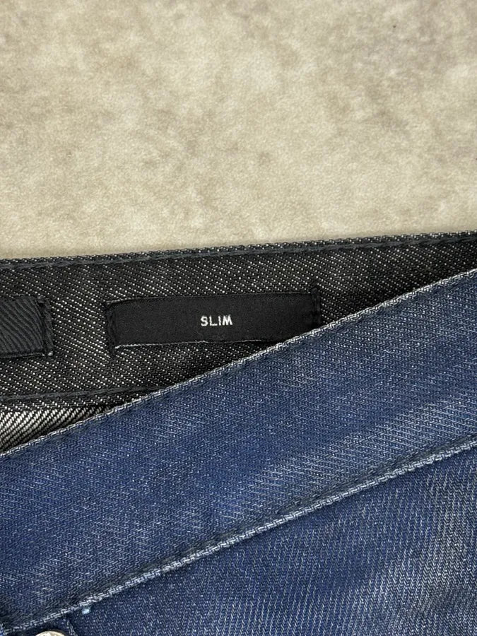 FW2014 Cavalli Blue Two Tone Slim Denim Jeans yhgWbTK 12