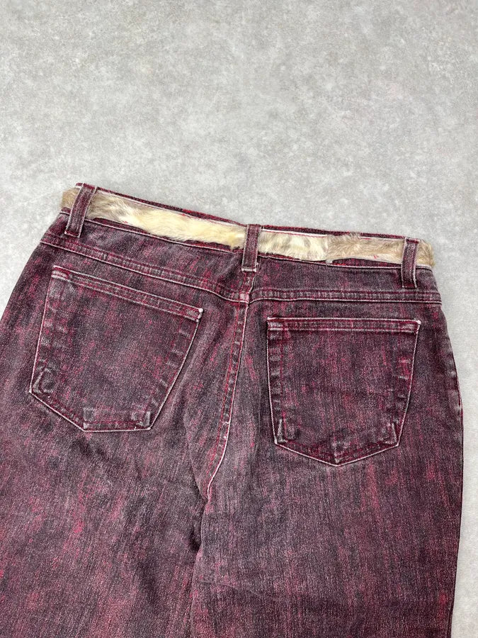 2000s Cavalli Bordeaux Denim Flared Pants DNOEMlU 6