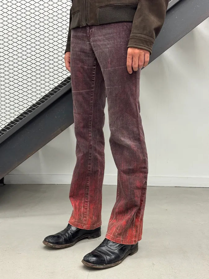 2000s Cavalli Bordeaux Denim Flared Pants DNOEMlU 2