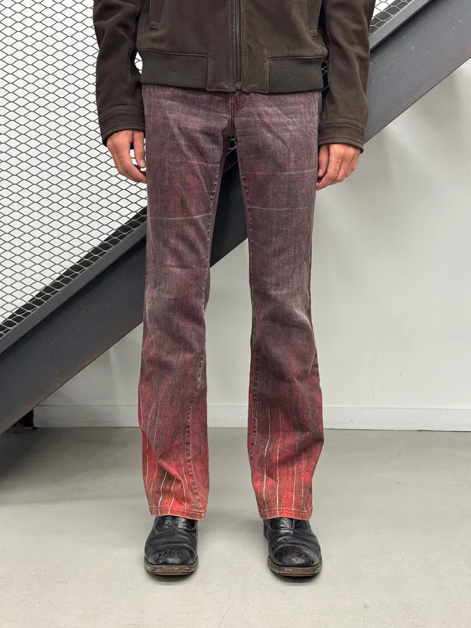 2000s Cavalli Bordeaux Denim Flared Pants DNOEMlU 1