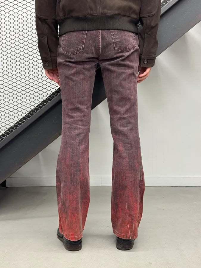 2000s Cavalli Bordeaux Denim Flared Pants DNOEMlU 3