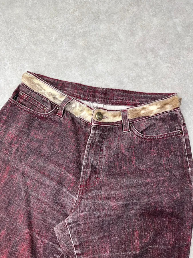 2000s Cavalli Bordeaux Denim Flared Pants DNOEMlU 5