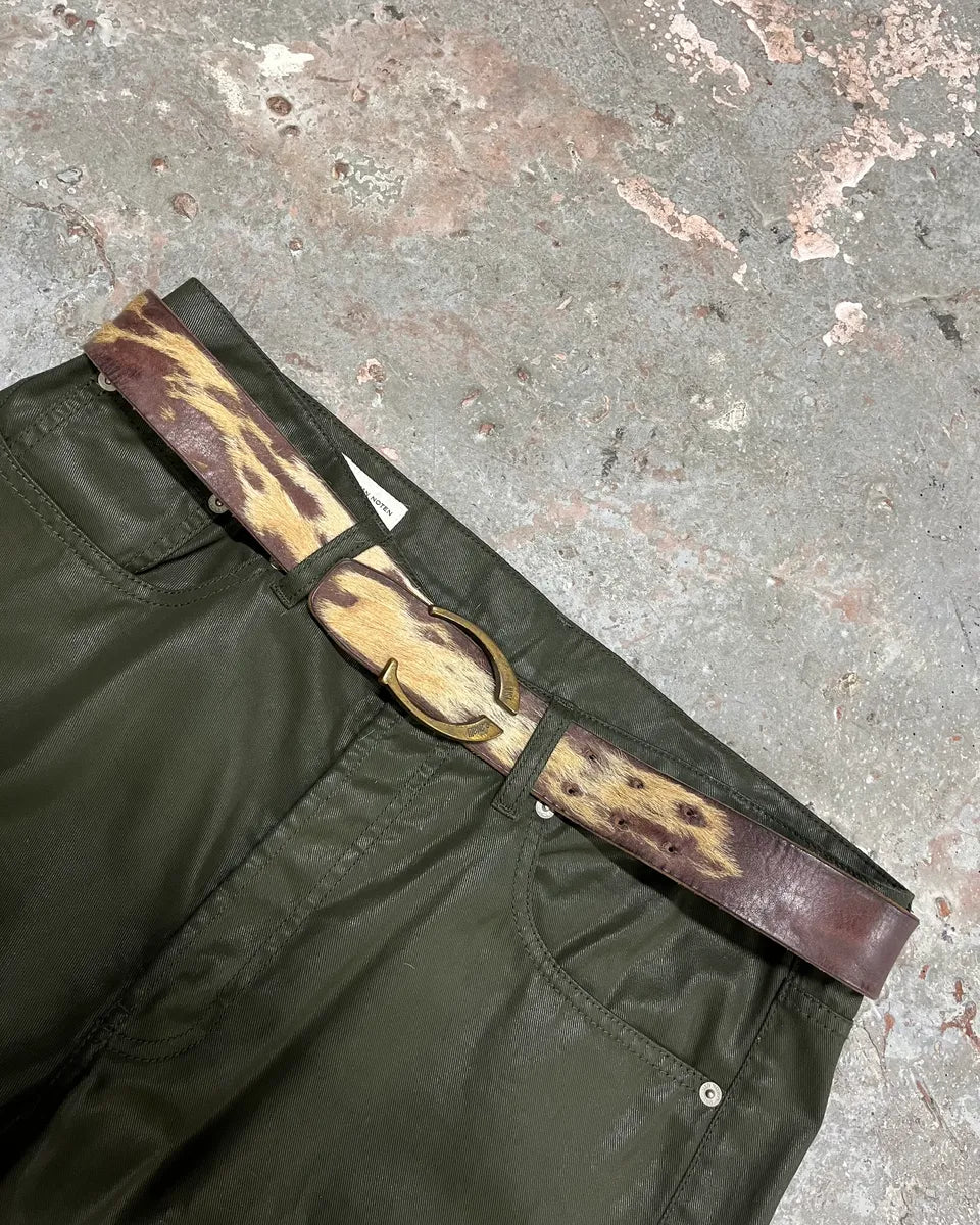 2000s Just Cavalli Brown Pony Hair Leather Cowboy Belt (OS) EDyClcu 0