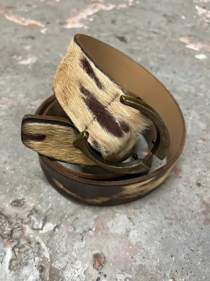 2000s Just Cavalli Brown Pony Hair Leather Cowboy Belt (OS) EDyClcu 1