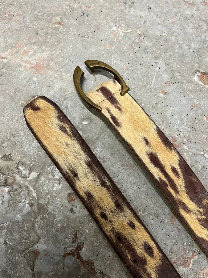 2000s Just Cavalli Brown Pony Hair Leather Cowboy Belt (OS) EDyClcu 2