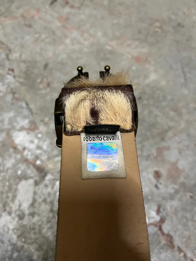 2000s Just Cavalli Brown Pony Hair Leather Cowboy Belt (OS) EDyClcu 8