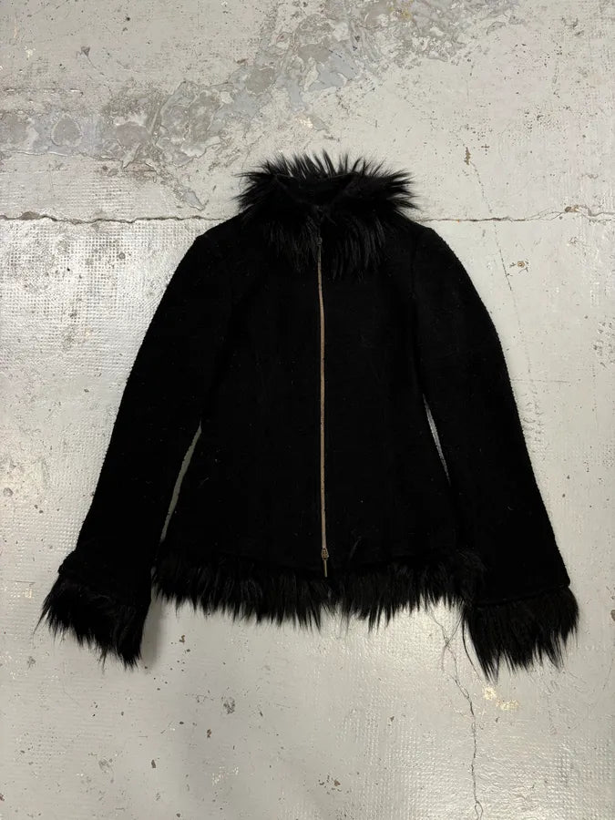 2000s Cavalli Wool Fur-Trim Zip-up Jacket  VnywirT 2