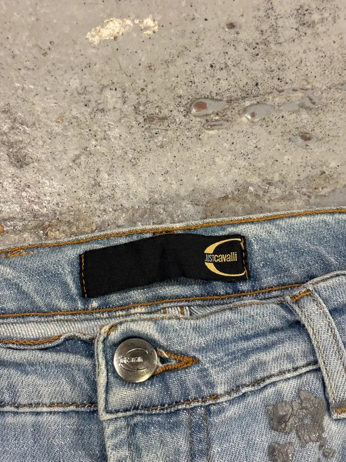 AW2007 Cavalli Light Jeans Denim Distressed Gold Embroidered Jeans JyNwFyn 7