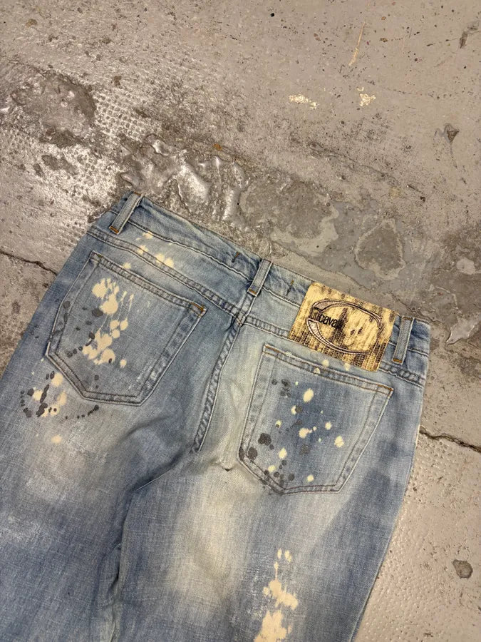 AW2007 Cavalli Light Jeans Denim Distressed Gold Embroidered Jeans JyNwFyn 6