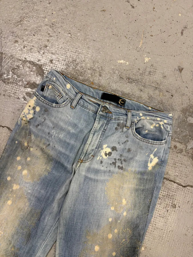 AW2007 Cavalli Light Jeans Denim Distressed Gold Embroidered Jeans JyNwFyn 4