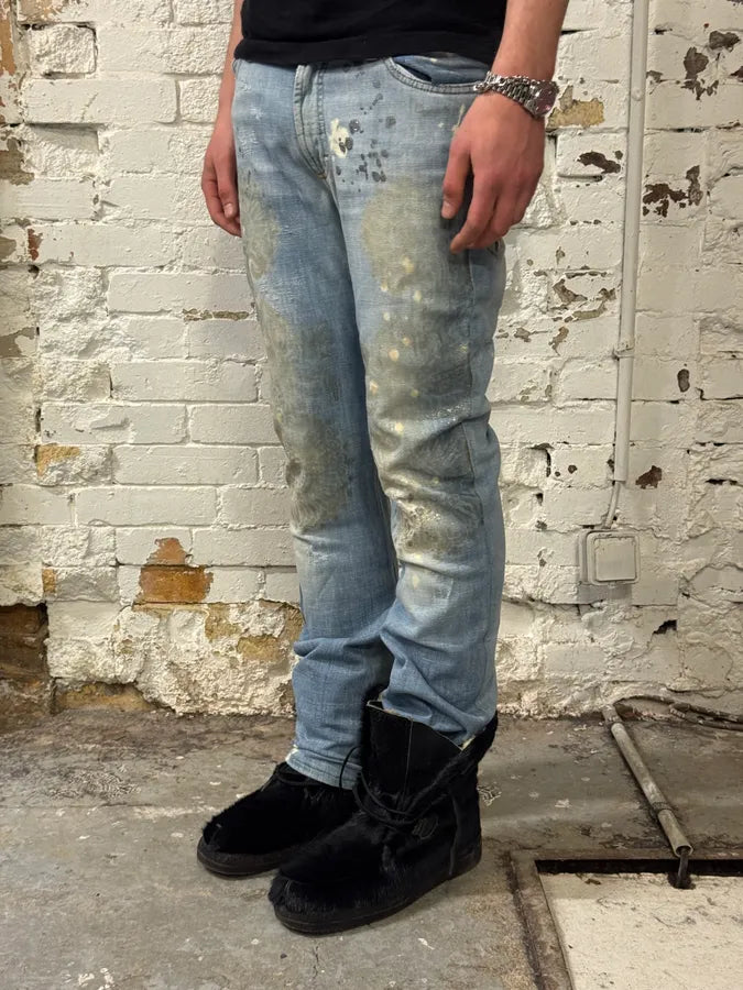 AW2007 Cavalli Light Jeans Denim Distressed Gold Embroidered Jeans JyNwFyn 2