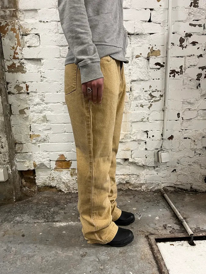 2000s Roberto Cavalli Gold Glitter Gradient Wide Leg Pants  OsblKuA 2