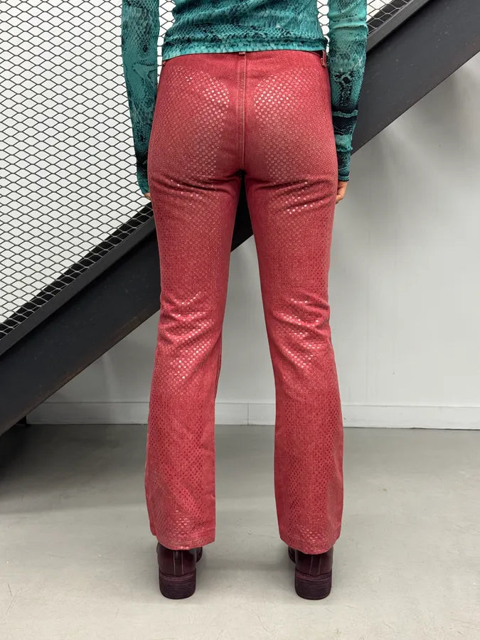2000s Cavalli Red Denim Sequin Flare Jeans NjFBppN 5
