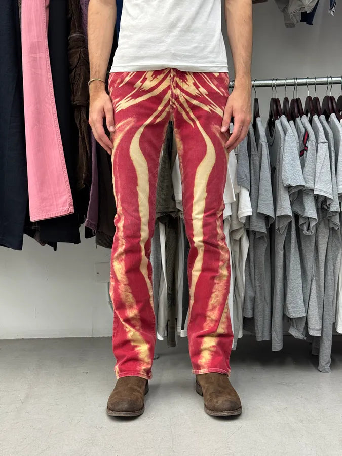 SS2002 Cavalli Red Hallucination Psycho Pants UqlAGbk 1