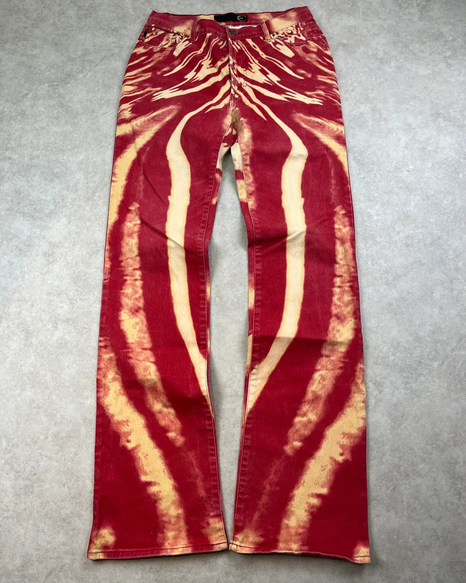 SS2002 Cavalli Red Hallucination Psycho Pants UqlAGbk 0