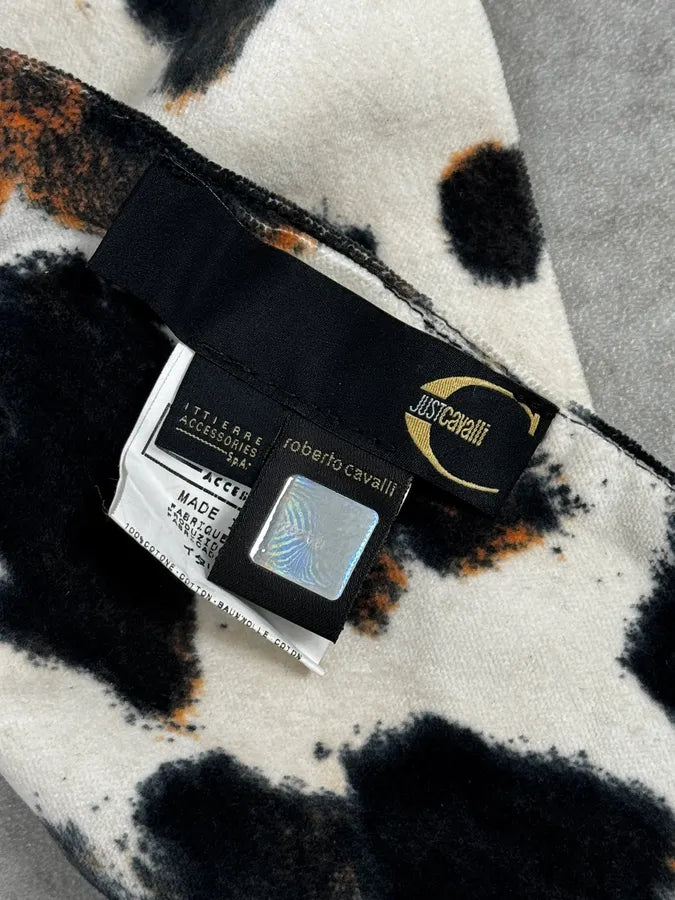 SS2004 Cavalli White Cow Print Fringe Scarf CiFSpzT 7