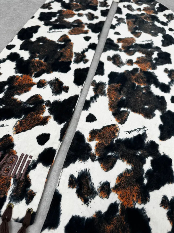 SS2004 Cavalli White Cow Print Fringe Scarf CiFSpzT 3