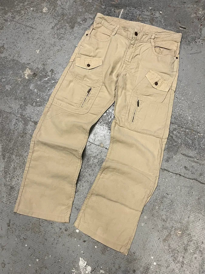 2000s Kenzo Beige Tactical Cargo Pants (M) cVOyAXU 4