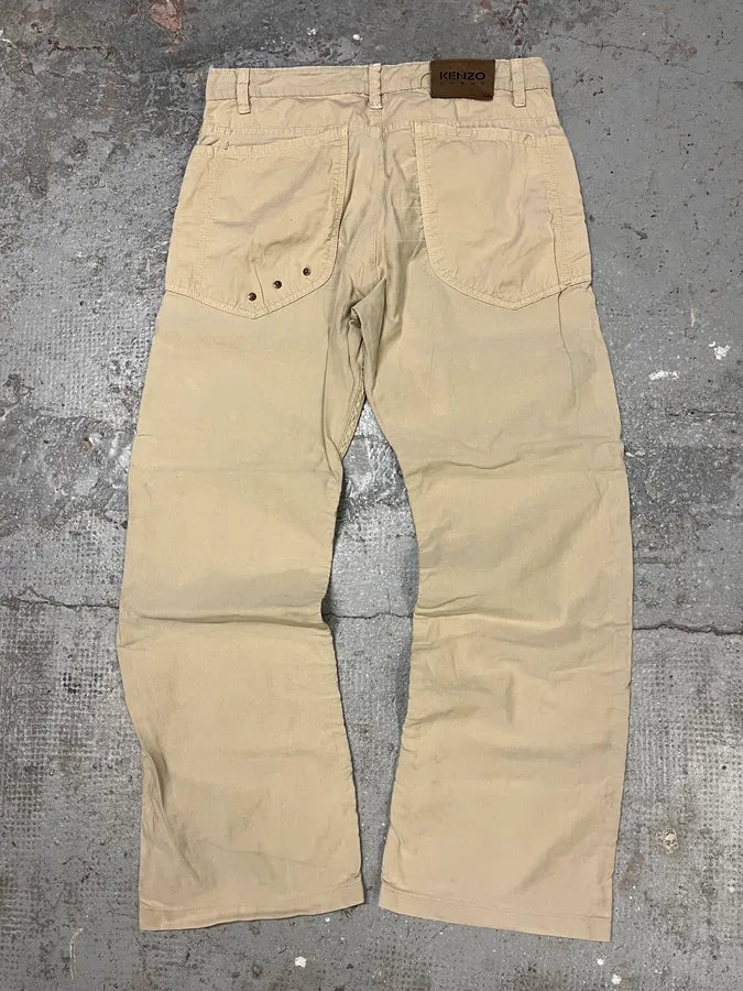 2000s Kenzo Beige Tactical Cargo Pants (M) cVOyAXU 6