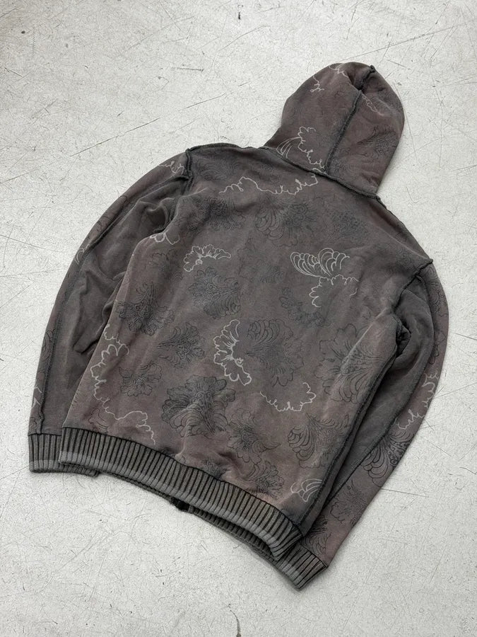 2000s Kenzo Brown Floral Zip-up Hoodie RlYsnrT 5
