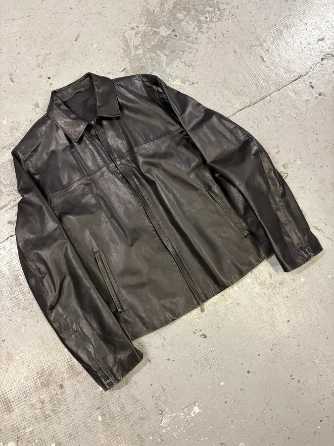 2000s Kenzo Homme Black Leather Jacket (L/XL) yGgoivZ 3